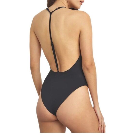 Onia Swimsuit WMNS Small Black One Piece Helene Plunge T Strap Open Back Sexy - Picture 13 of 16